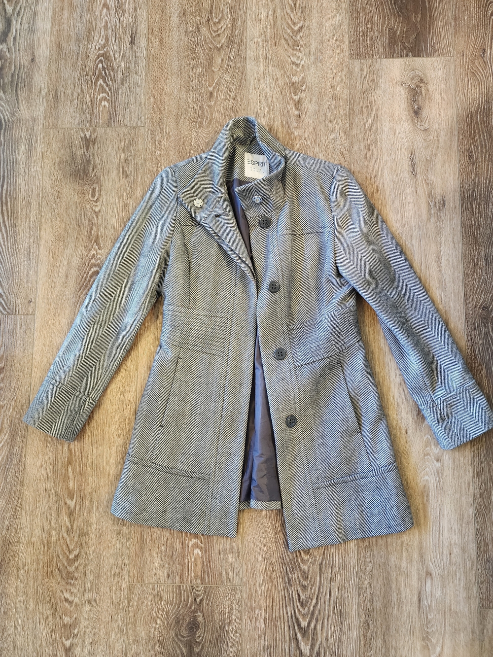 Esprit Women's Gray Herringbone Trench Coat